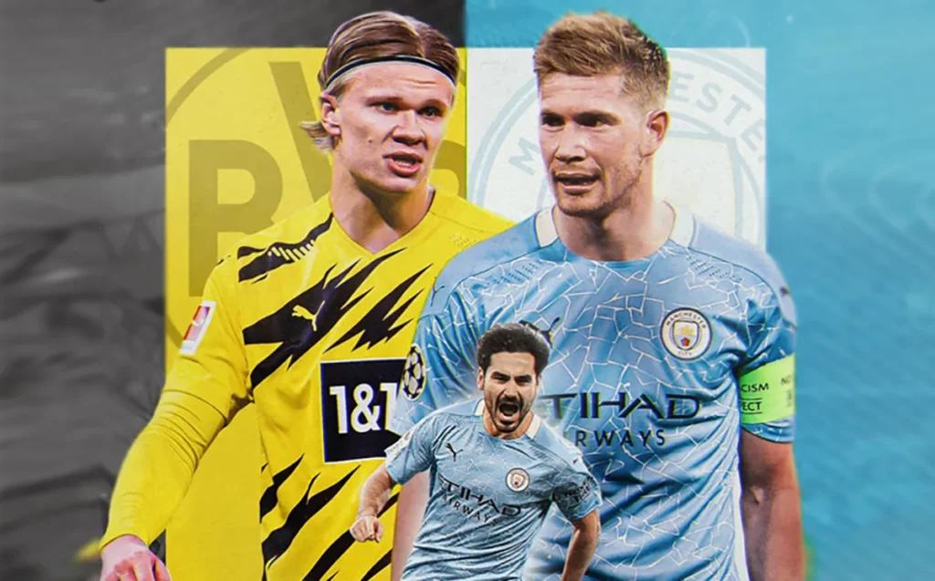 Erling Halland, Kevin De Bruyne and Ilkay Gundogan in the frame.